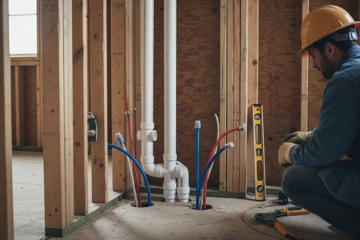 Drain and supply rough-in during Leak Detection in Laurel